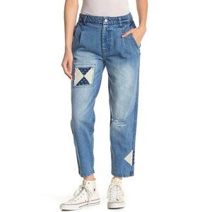 Free People, Down to Earth Patched Jeans, Breezy Blue, Size 25, NWT